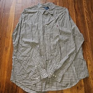 Mens Olive green plaid Ralph Lauren classic fit shirt XL